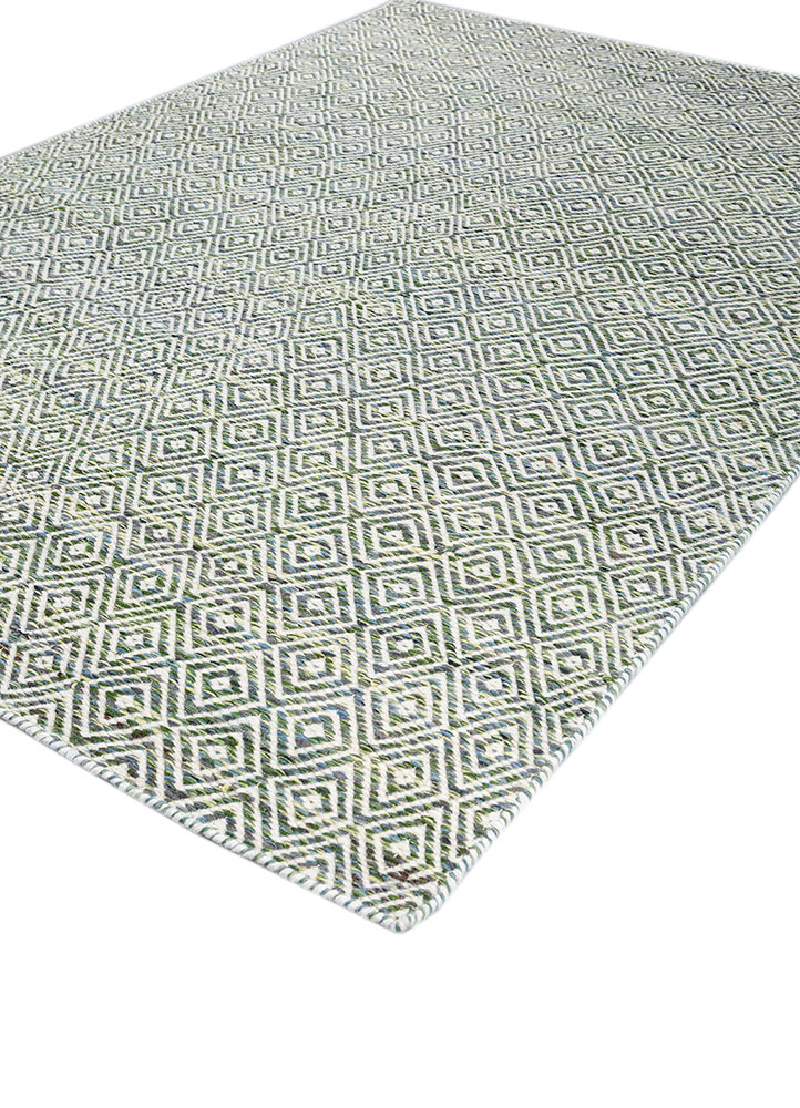 abrash green wool and viscose flat weaves Rug - FloorShot