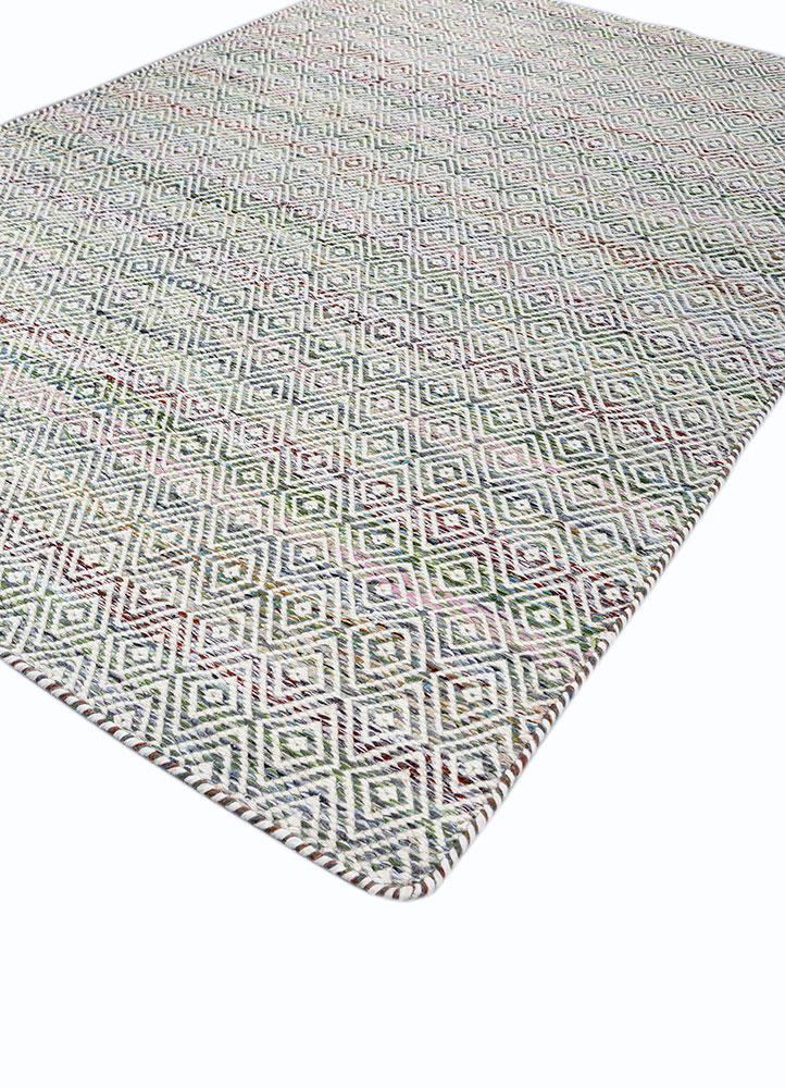 abrash green wool and viscose flat weaves Rug - FloorShot