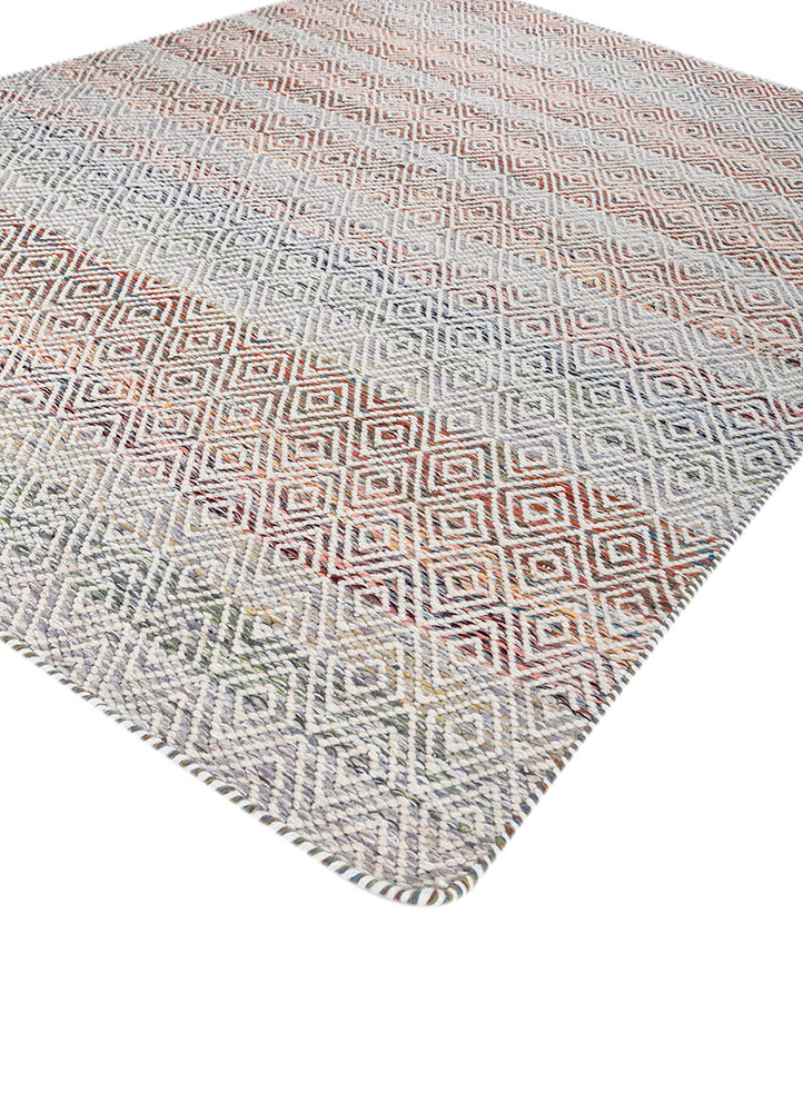abrash red and orange wool and viscose flat weaves Rug - FloorShot