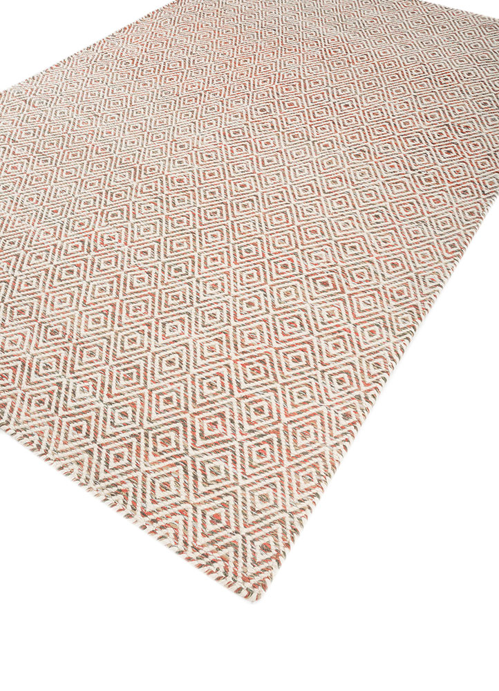 abrash red and orange wool and viscose flat weaves Rug - FloorShot