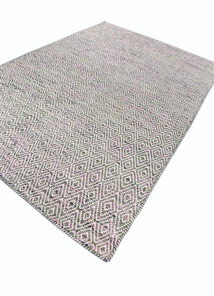 abrash pink and purple wool and viscose flat weaves Rug - FloorShot