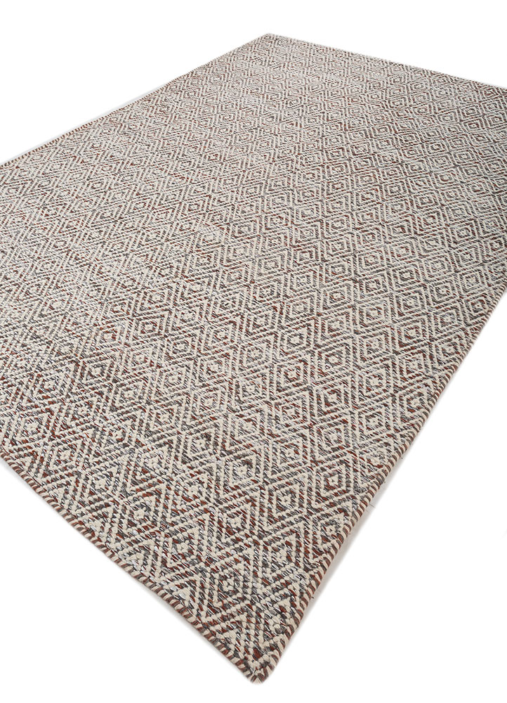abrash red and orange wool and viscose flat weaves Rug - FloorShot