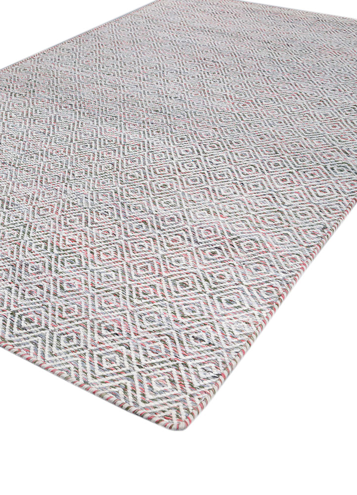 abrash pink and purple wool and viscose flat weaves Rug - FloorShot