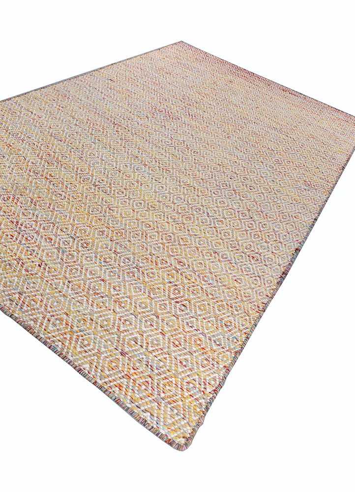abrash gold wool and viscose flat weaves Rug - FloorShot