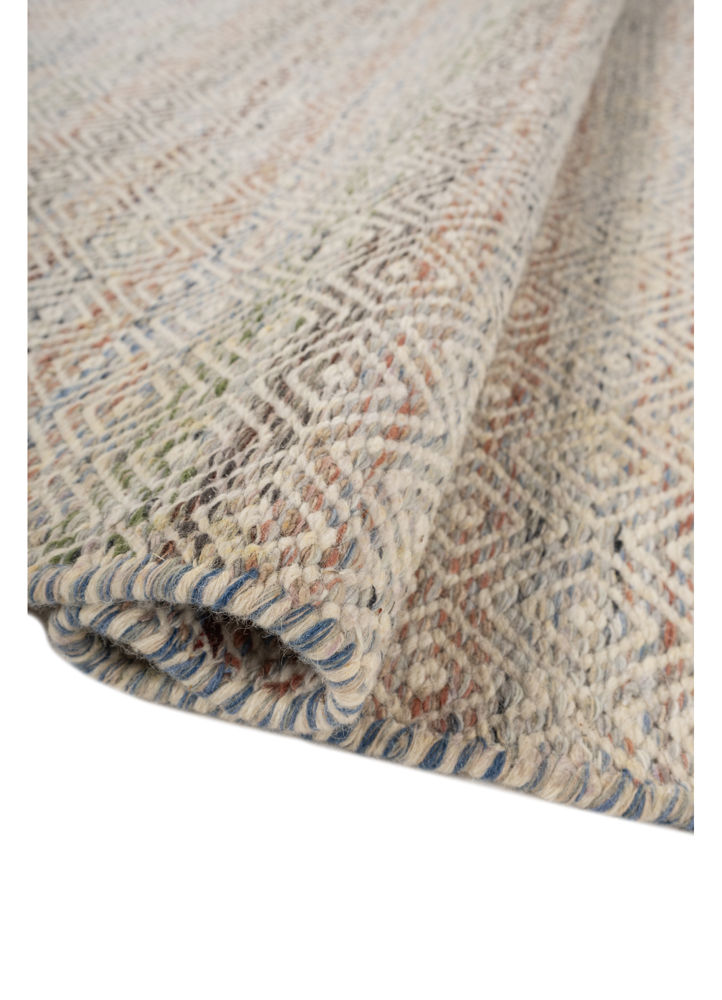 abrash blue wool and viscose flat weaves Rug - FloorShot