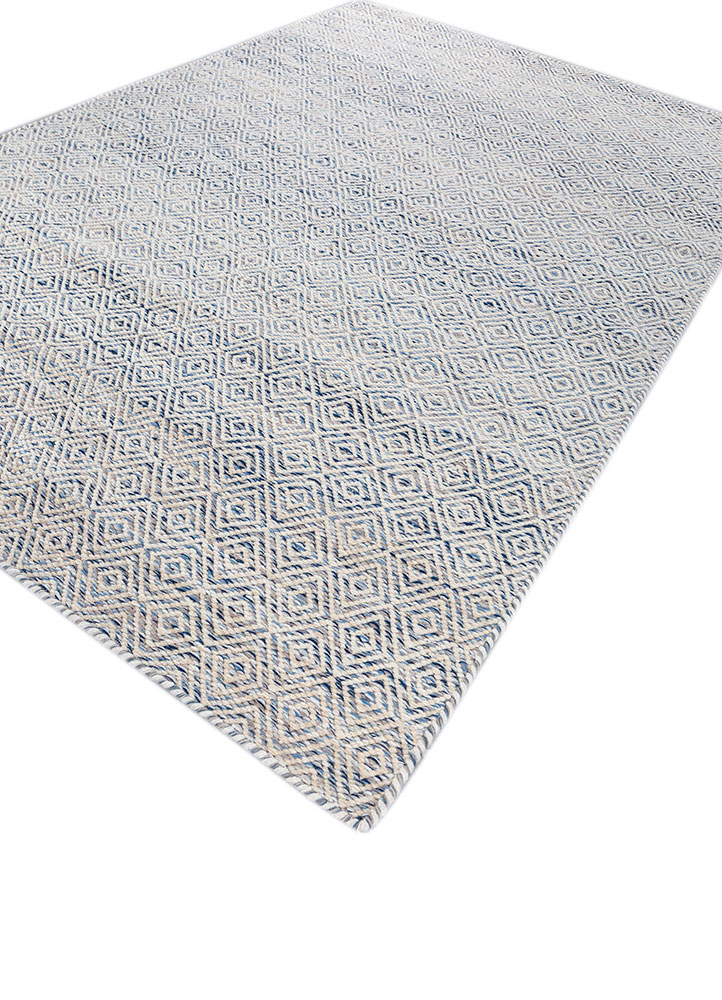abrash blue wool and viscose flat weaves Rug - FloorShot
