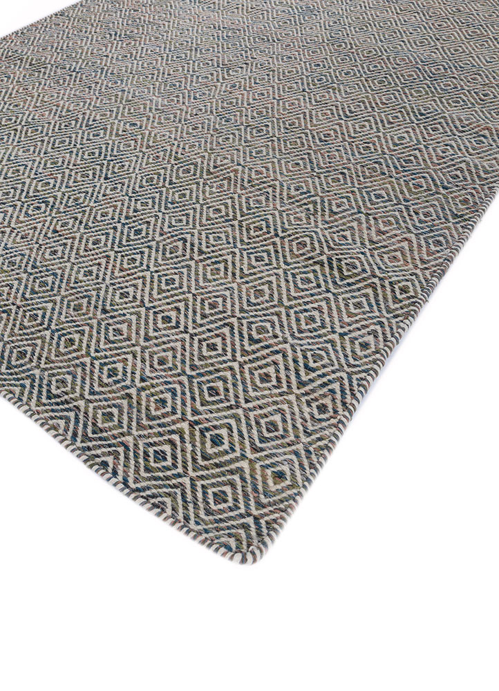 abrash blue wool and viscose flat weaves Rug - FloorShot