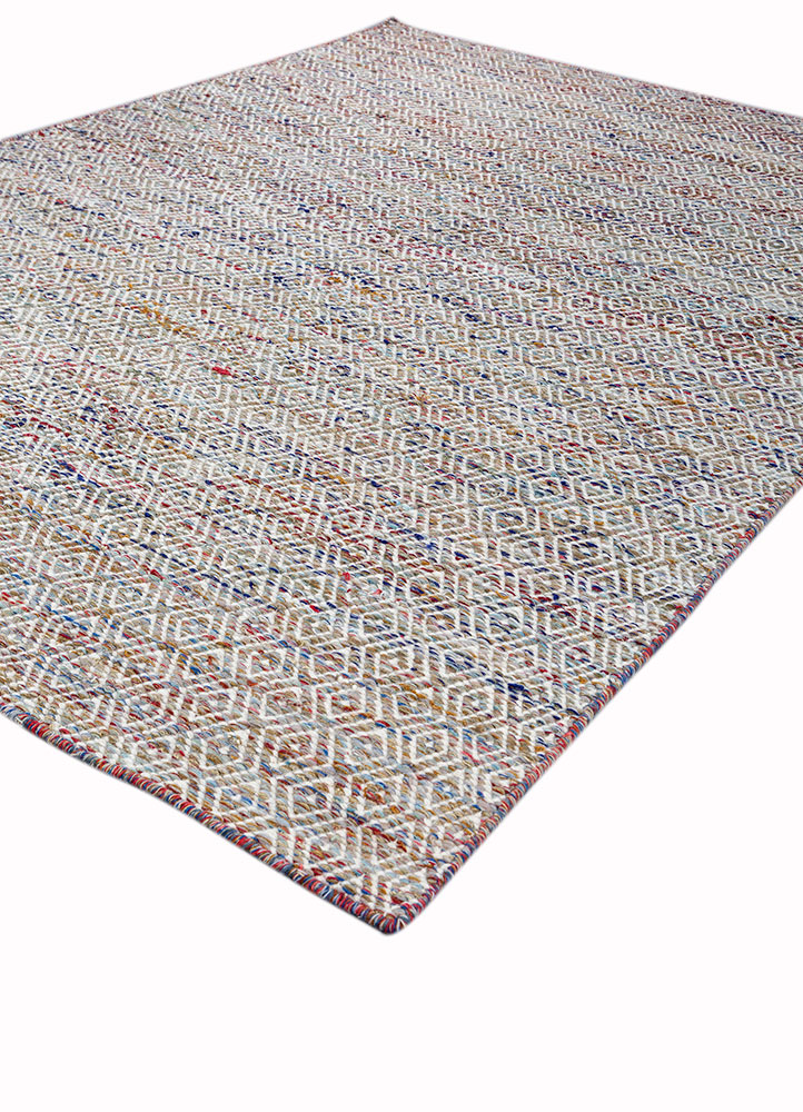 abrash blue wool and viscose flat weaves Rug - FloorShot