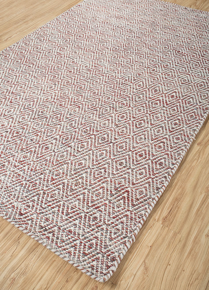 abrash red and orange wool and viscose flat weaves Rug - FloorShot