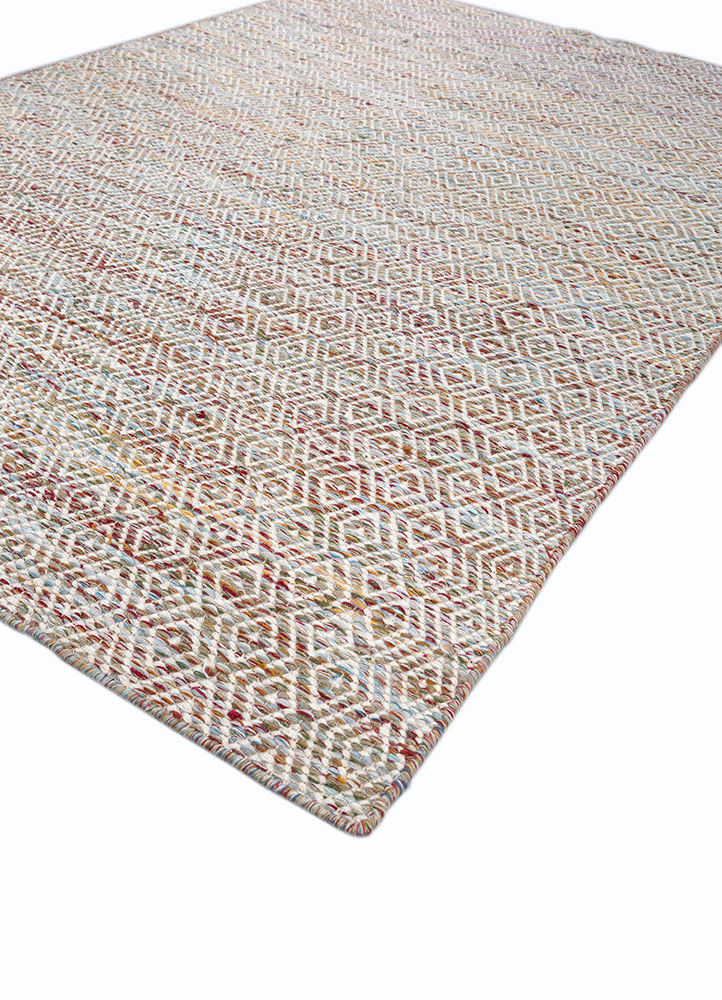 abrash pink and purple wool and viscose flat weaves Rug - FloorShot