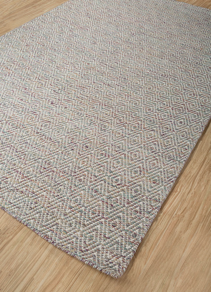 abrash pink and purple wool and viscose flat weaves Rug - FloorShot