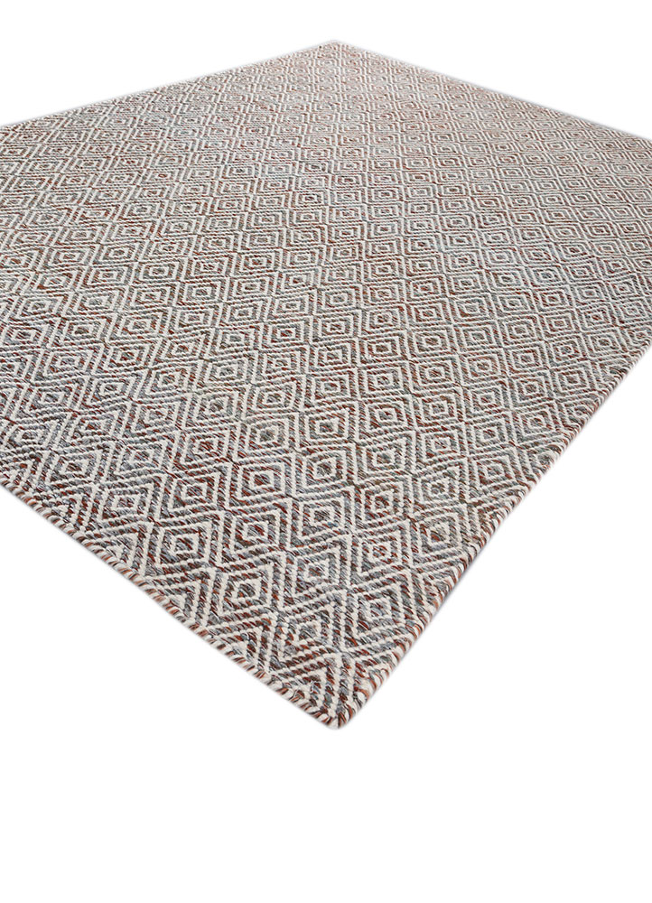 abrash red and orange wool and viscose flat weaves Rug - FloorShot