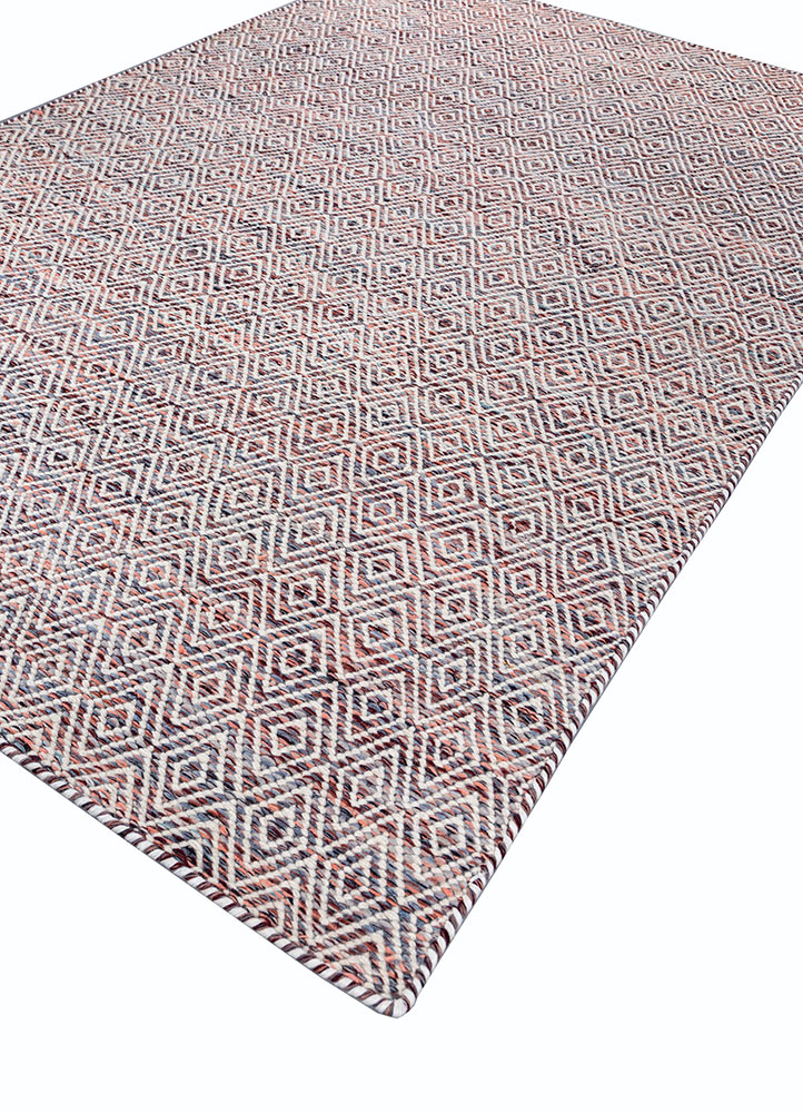 abrash pink and purple wool and viscose flat weaves Rug - FloorShot