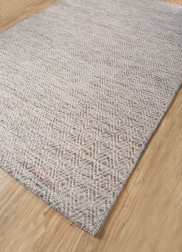 abrash beige and brown wool and viscose flat weaves Rug - FloorShot