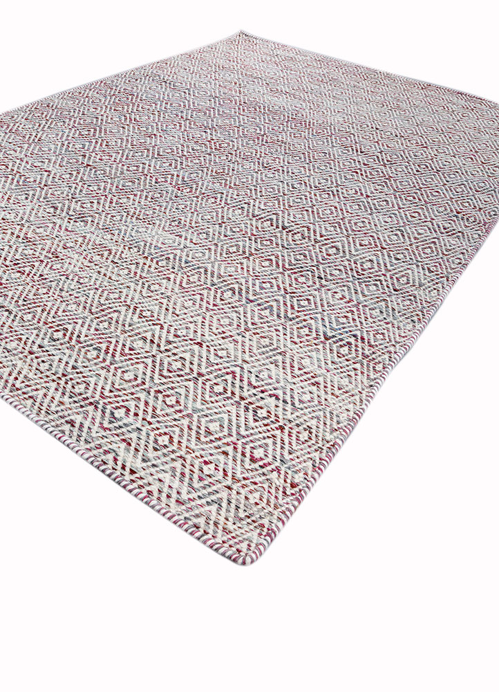 abrash pink and purple wool and viscose flat weaves Rug - FloorShot