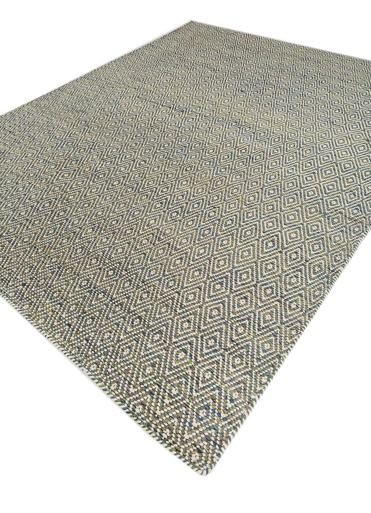 abrash blue wool and viscose flat weaves Rug - FloorShot