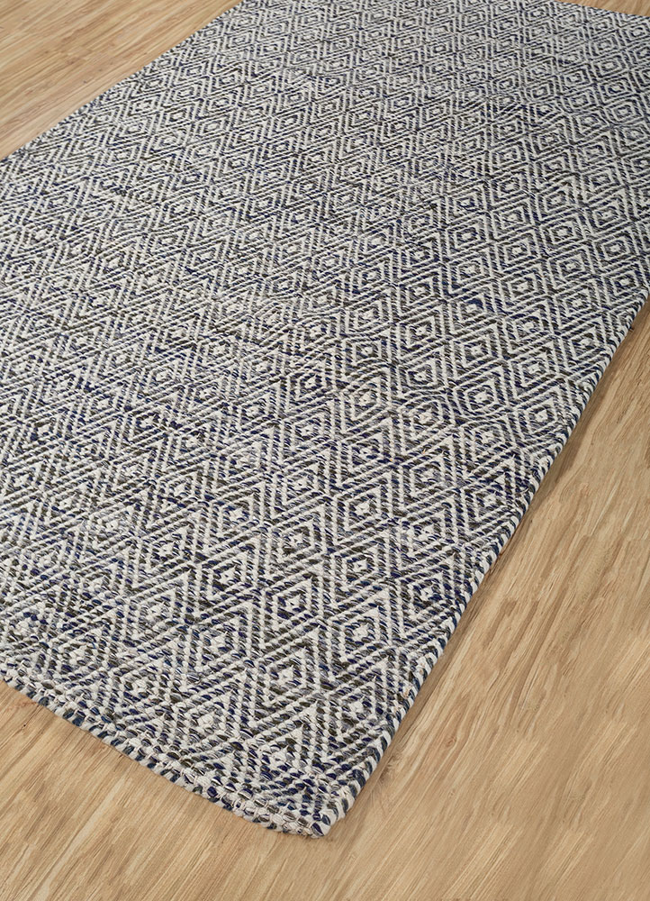 abrash blue wool and viscose flat weaves Rug - FloorShot