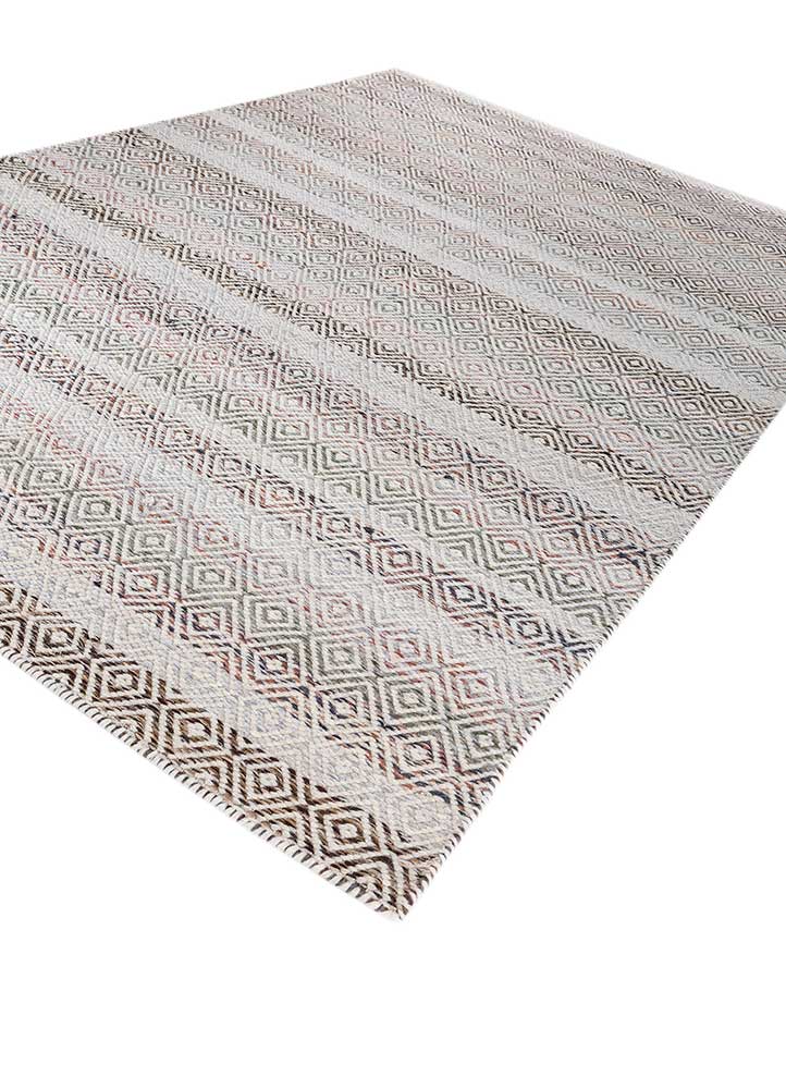 abrash blue wool and viscose flat weaves Rug - FloorShot