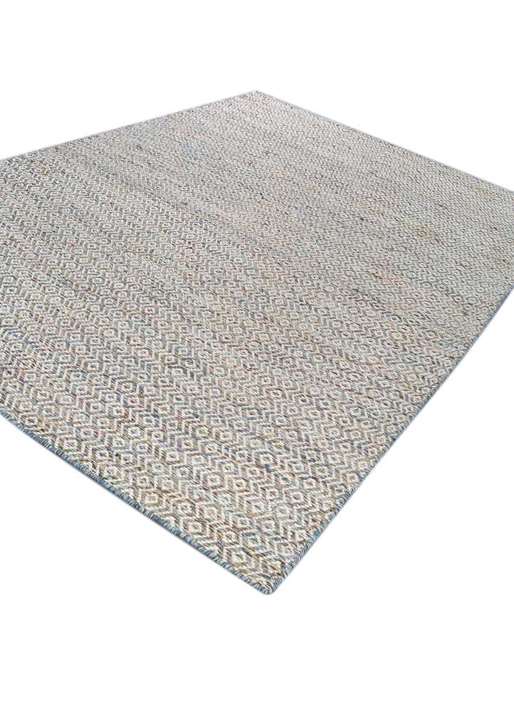 abrash blue wool and viscose flat weaves Rug - FloorShot