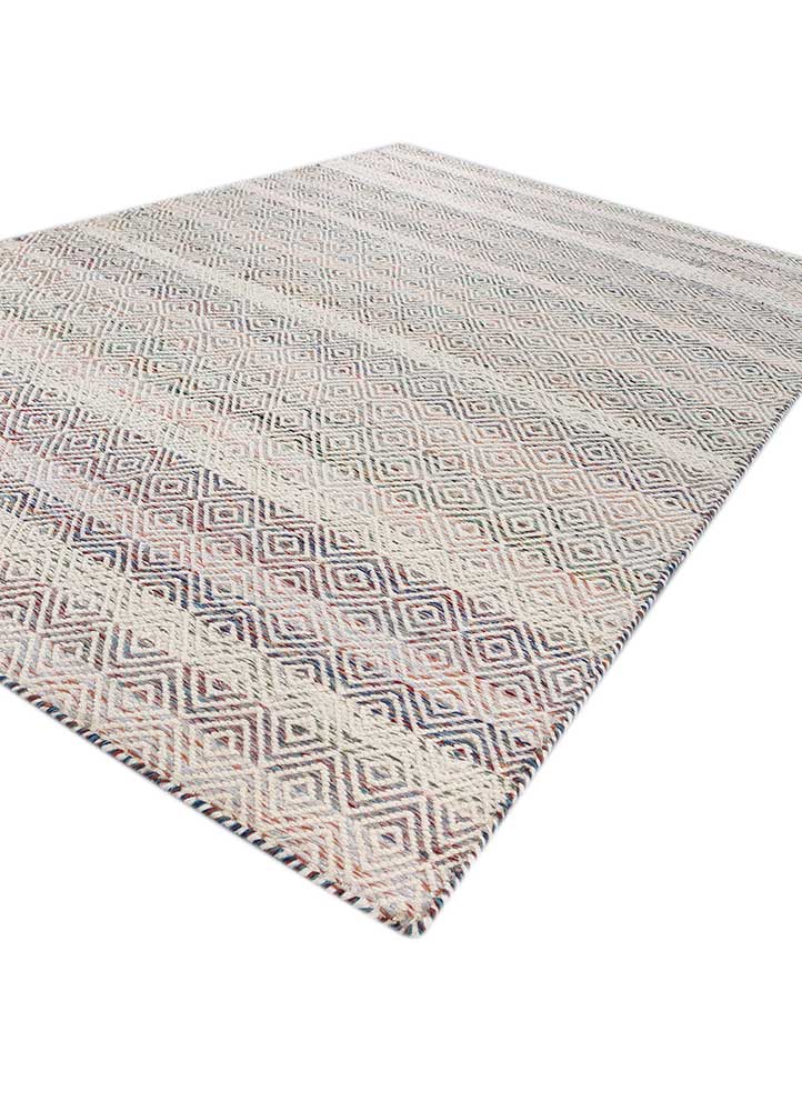 abrash blue wool and viscose flat weaves Rug - FloorShot