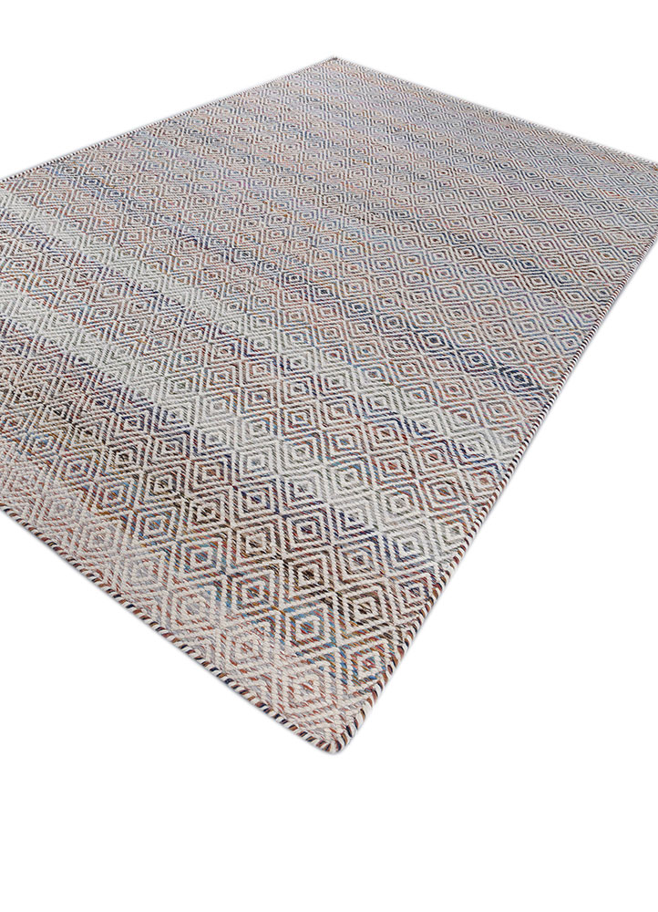 abrash red and orange wool and viscose flat weaves Rug - FloorShot