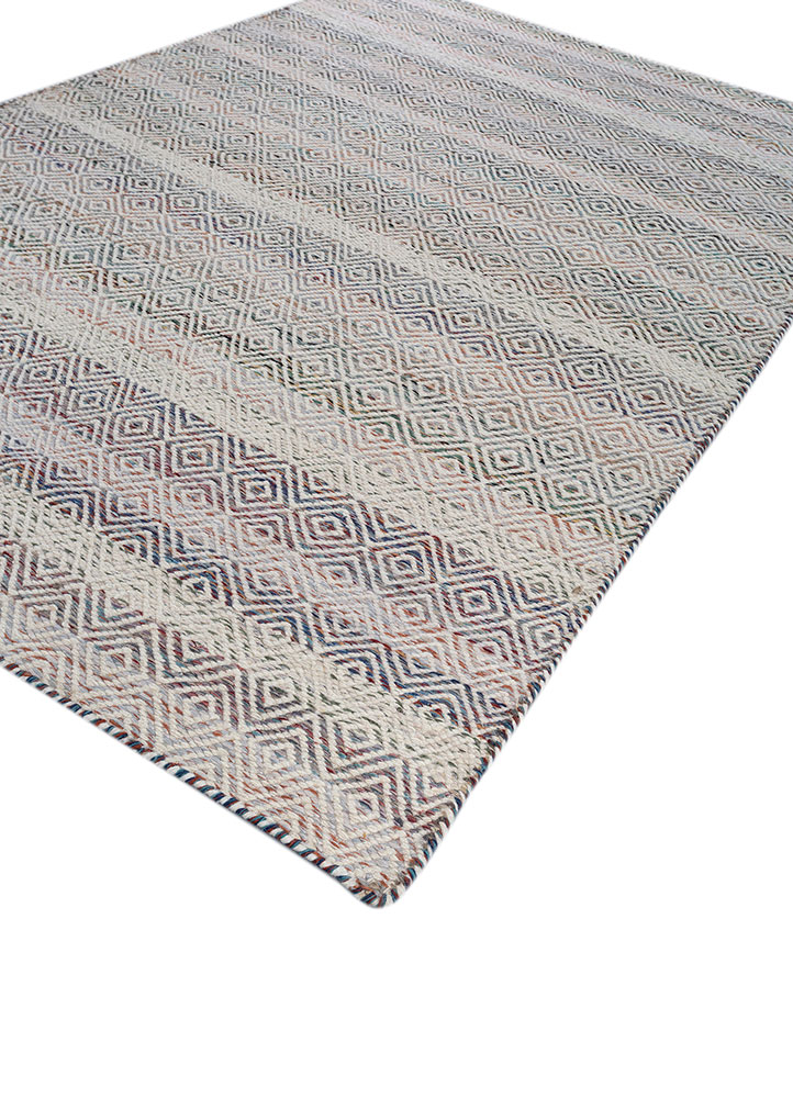 abrash blue wool and viscose flat weaves Rug - FloorShot