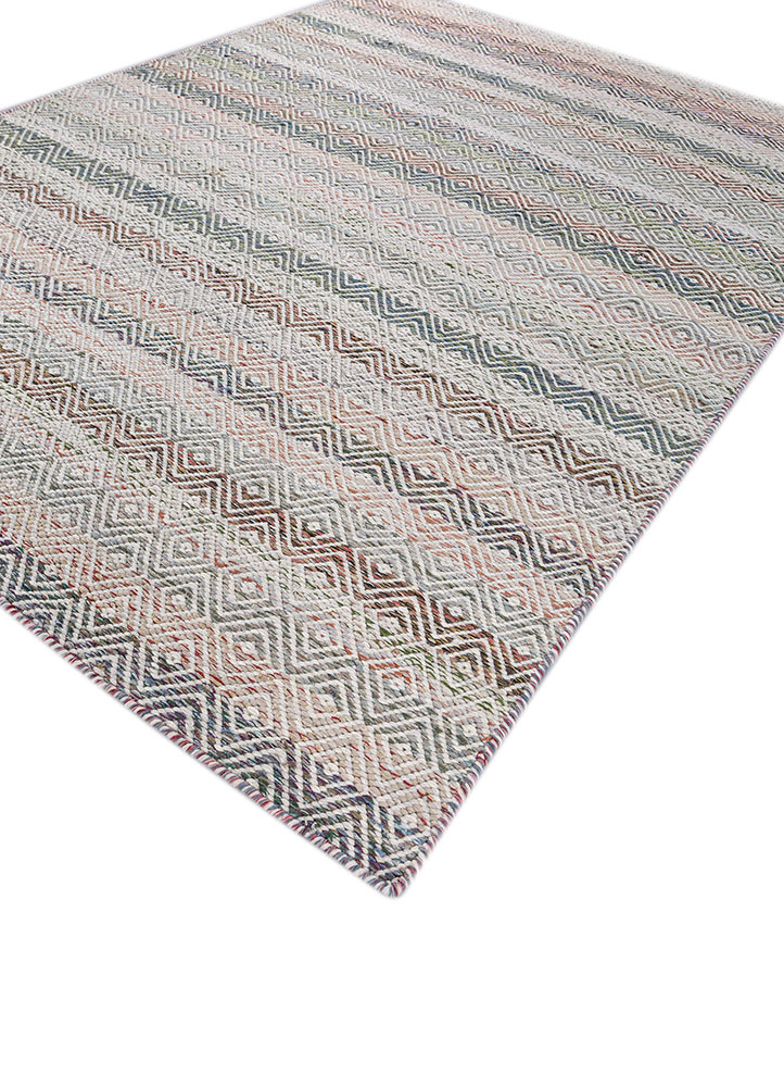 abrash blue wool and viscose flat weaves Rug - FloorShot