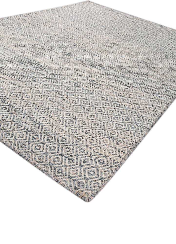 abrash blue wool and viscose flat weaves Rug - FloorShot