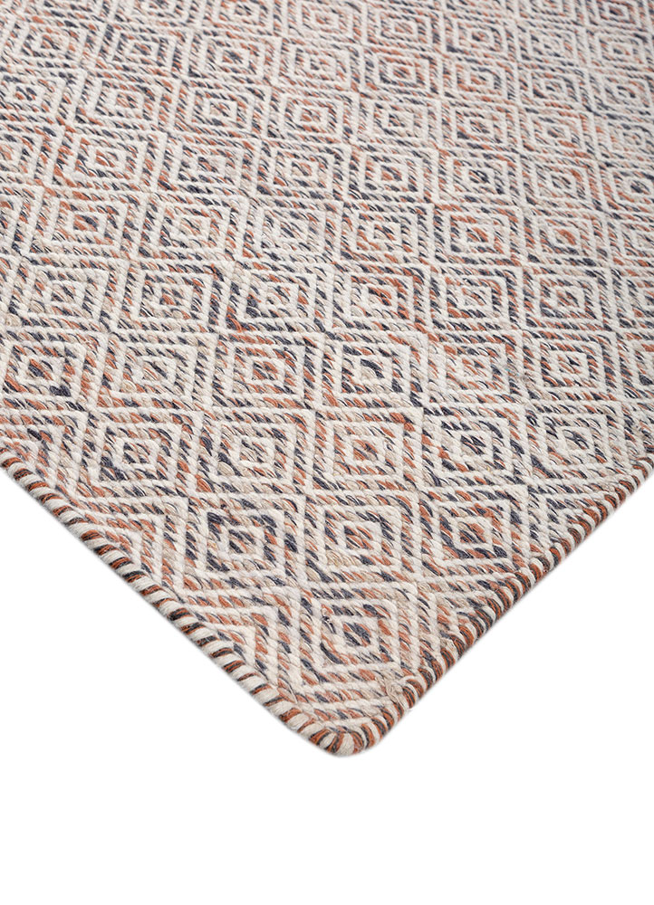 abrash red and orange wool and viscose flat weaves Rug - FloorShot