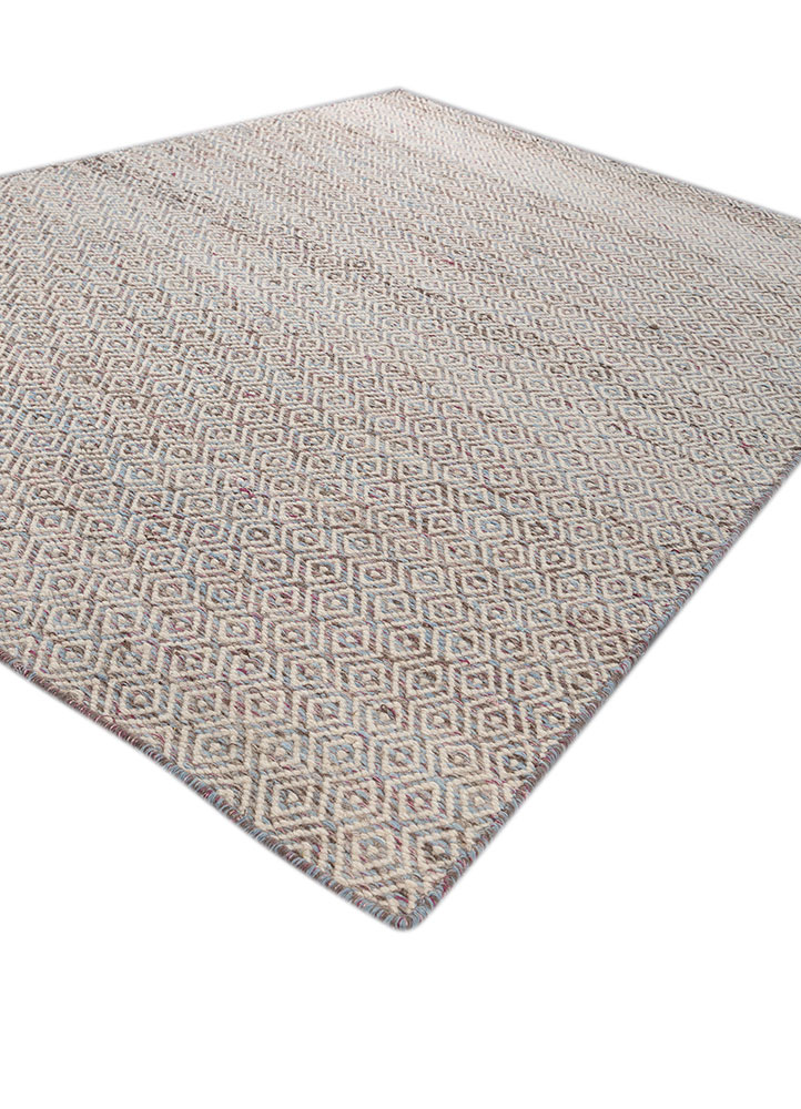 abrash blue wool and viscose flat weaves Rug - FloorShot