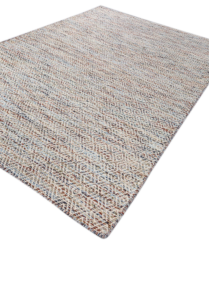 abrash blue wool and viscose flat weaves Rug - FloorShot