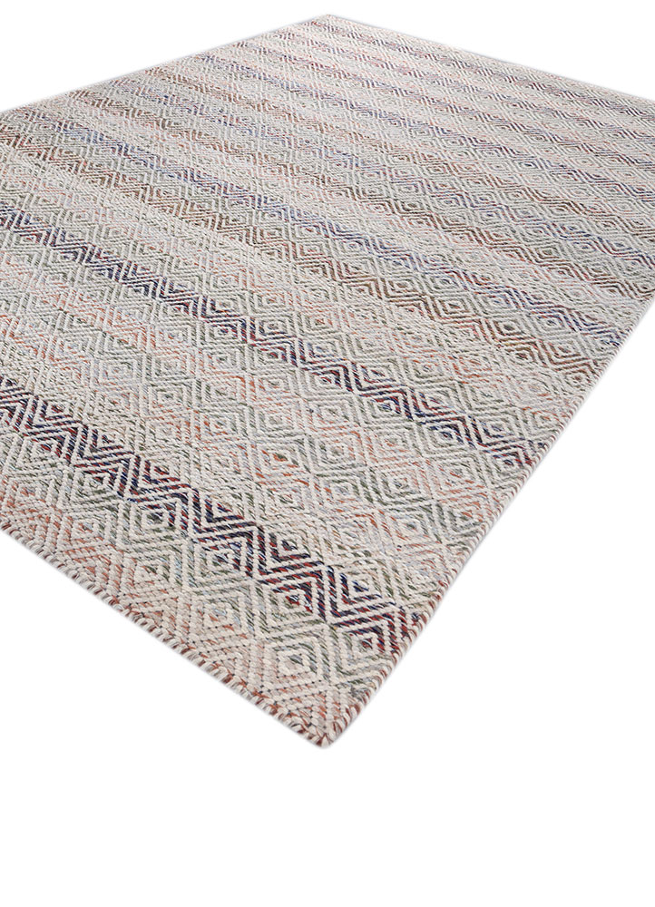 abrash blue wool and viscose flat weaves Rug - FloorShot
