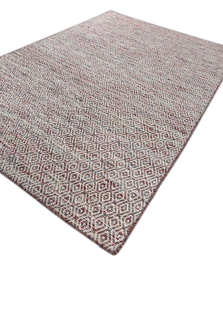 abrash red and orange wool and viscose flat weaves Rug - FloorShot