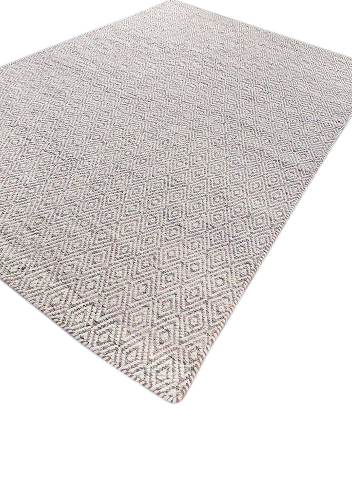 abrash pink and purple wool and viscose flat weaves Rug - FloorShot