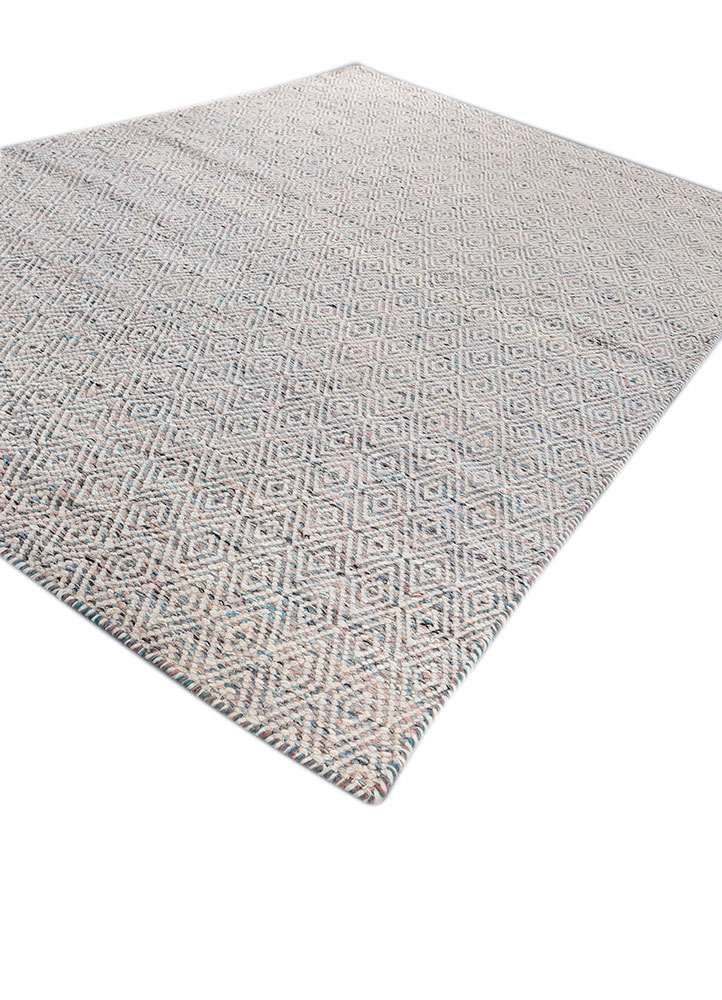 abrash pink and purple wool and viscose flat weaves Rug - FloorShot