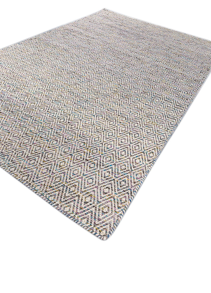 abrash pink and purple wool and viscose flat weaves Rug - FloorShot