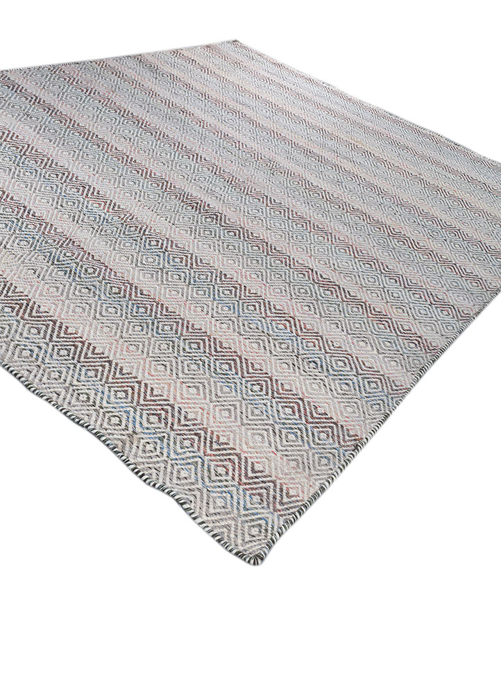 abrash red and orange wool and viscose flat weaves Rug - FloorShot