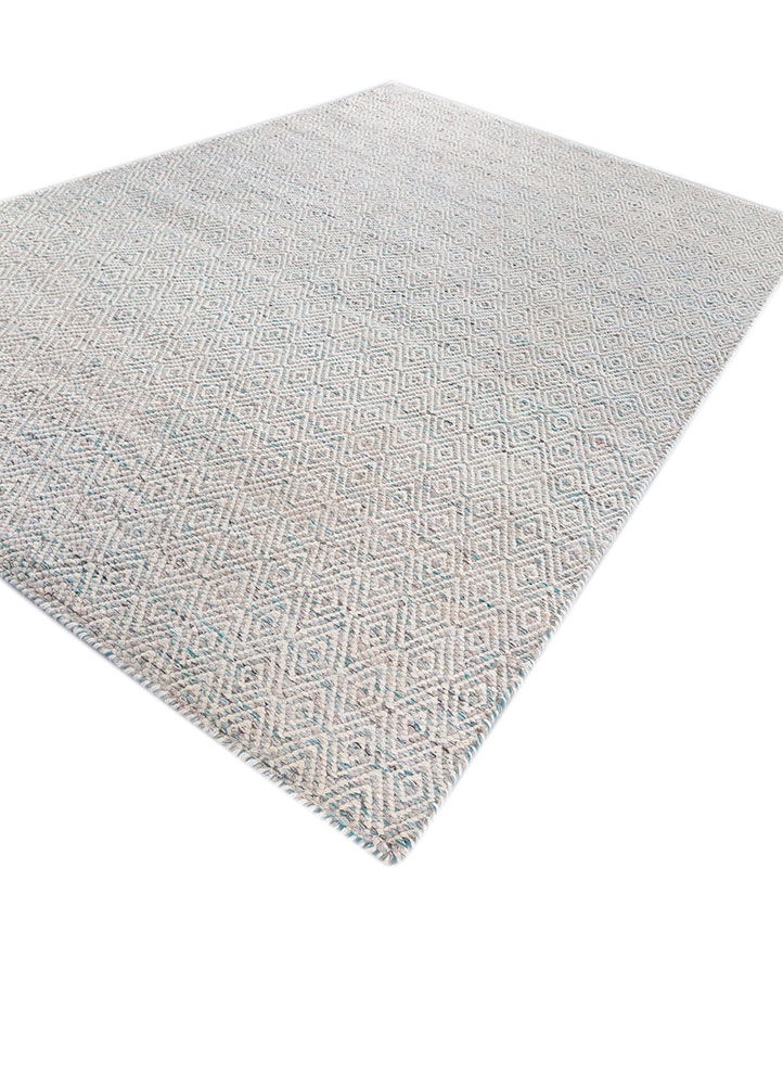 abrash blue wool and viscose flat weaves Rug - FloorShot