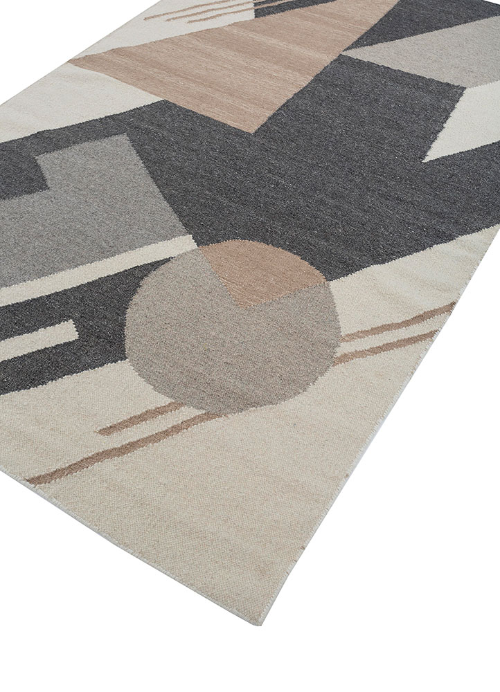 checkers blue wool and viscose flat weaves Rug - FloorShot