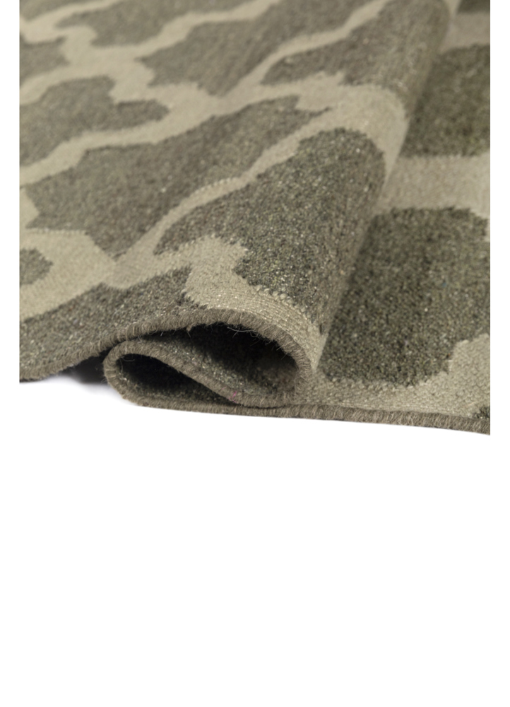 indusbar green wool and viscose flat weaves Rug - FloorShot