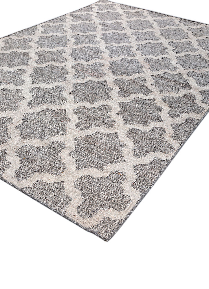 indusbar grey and black wool and viscose flat weaves Rug - FloorShot