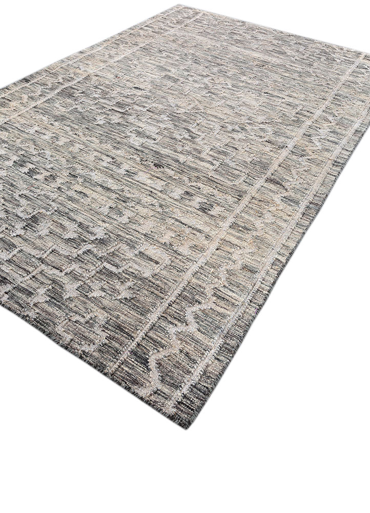 bedouin blue wool and viscose flat weaves Rug - FloorShot