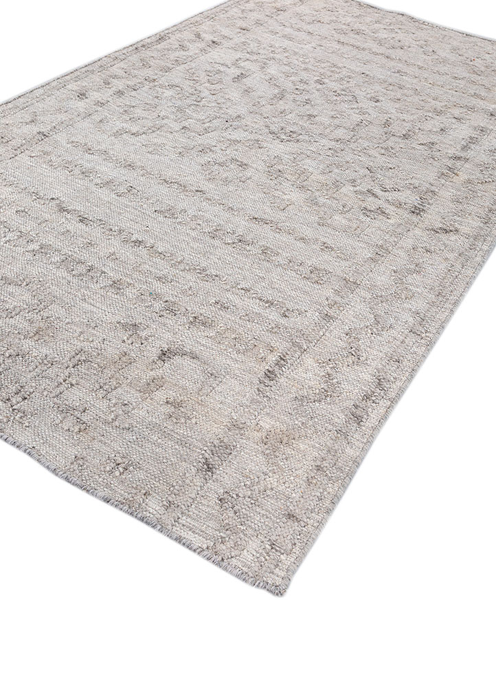 bedouin grey and black wool and viscose flat weaves Rug - FloorShot