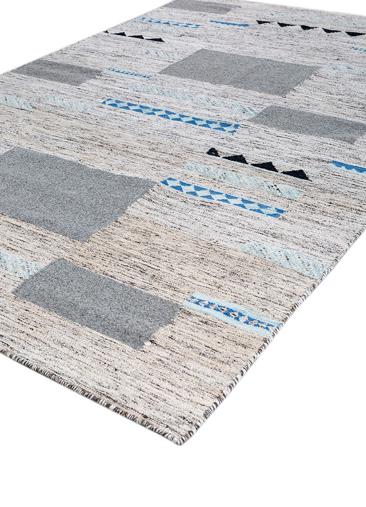 bedouin grey and black wool and viscose flat weaves Rug - FloorShot