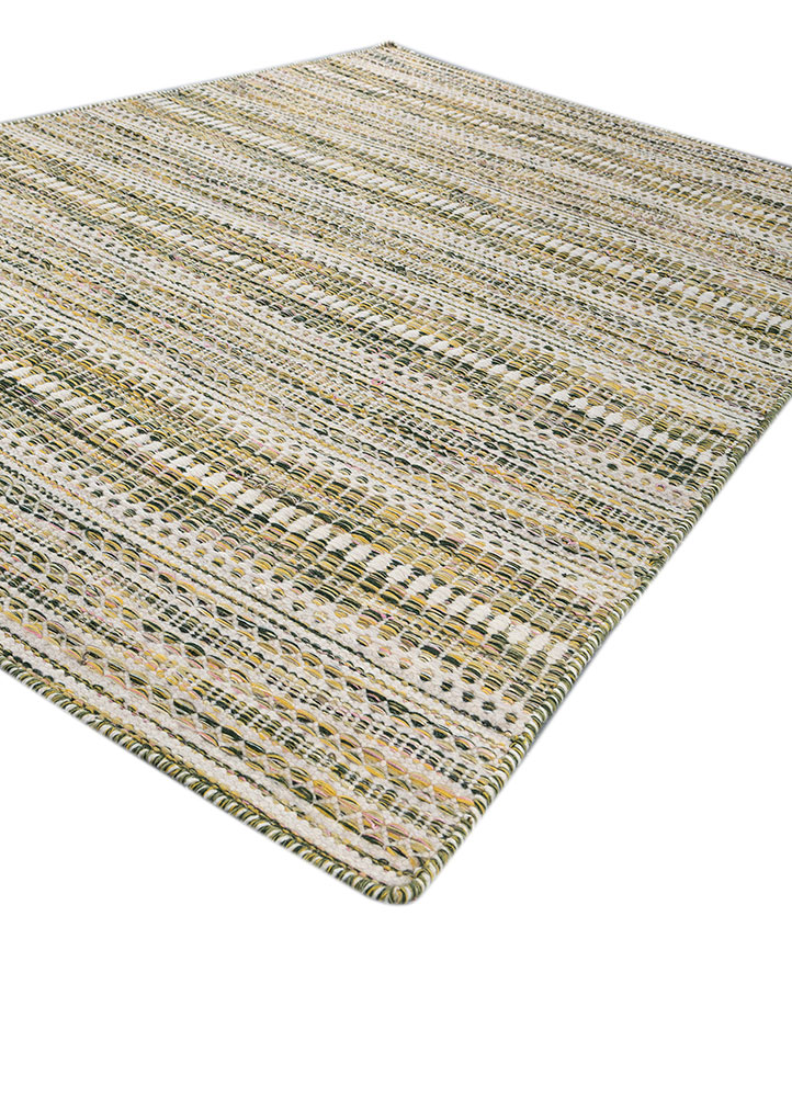 abrash green wool and viscose flat weaves Rug - FloorShot