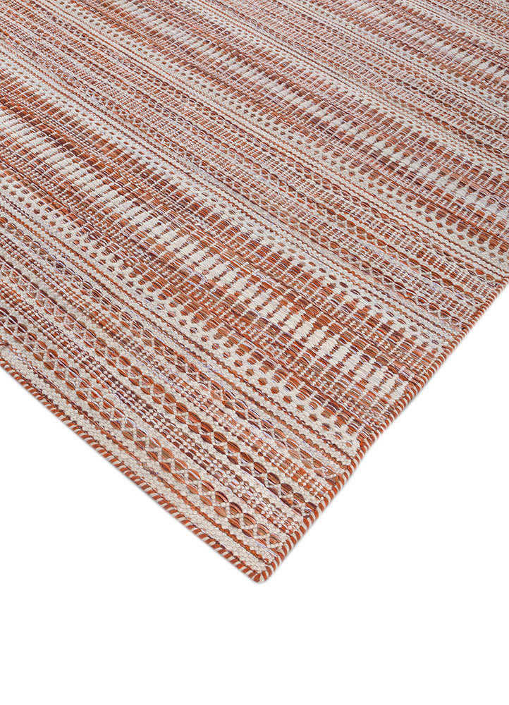 abrash red and orange wool and viscose flat weaves Rug - FloorShot