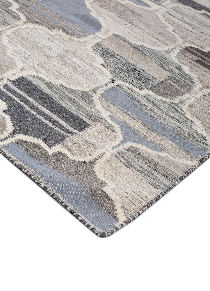 indusbar ivory wool and viscose flat weaves Rug - FloorShot