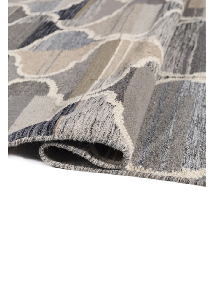 indusbar beige and brown wool and viscose flat weaves Rug - FloorShot