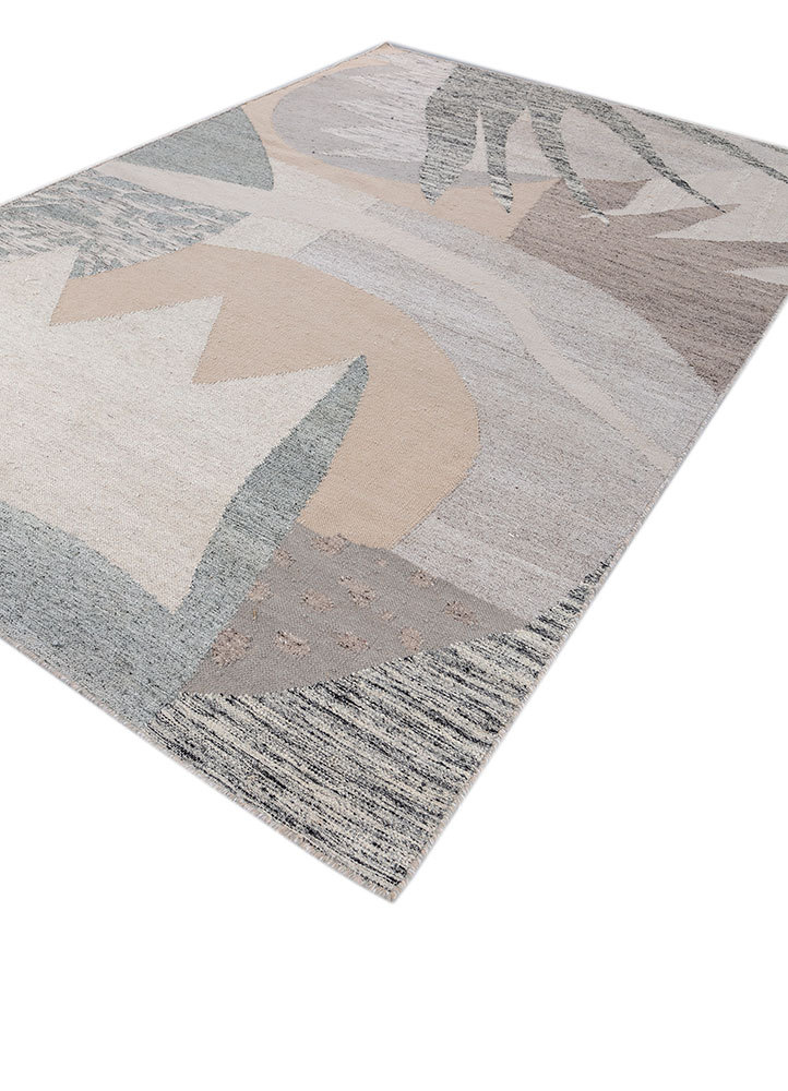 orenda grey and black wool and viscose flat weaves Rug - FloorShot