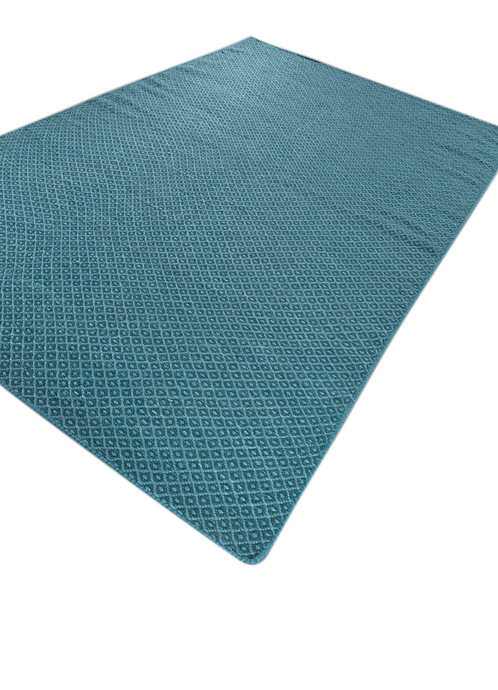 abrash blue wool and viscose flat weaves Rug - FloorShot
